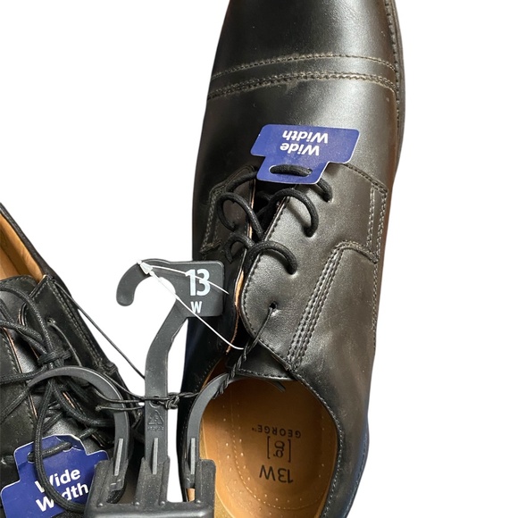 George Men's Branford Casual Dress Oxfords Black Cap Toe Lace Up Size 13 Wide - Picture 5 of 6